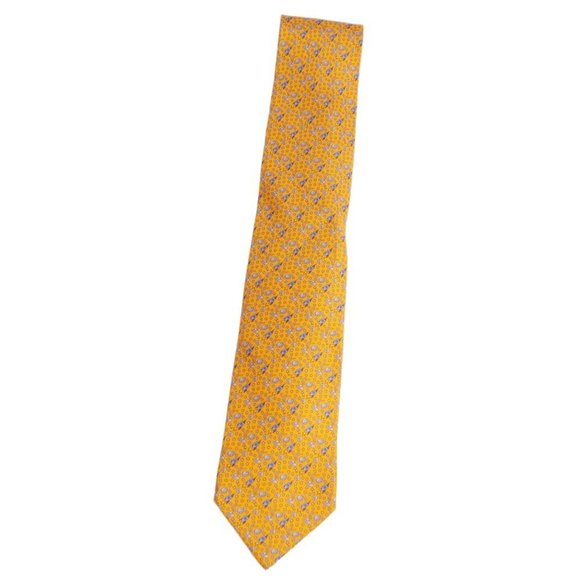 HERMES tie silk twill 100% men's orange - Picture 3 of 7